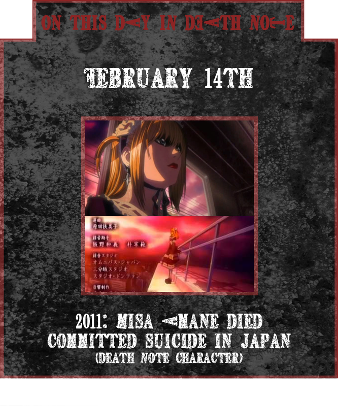 Misa Amane suicide February 14th 2011 Death Note