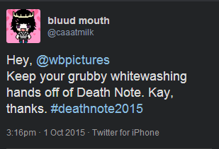 Whitewashing Death Note Tweet
