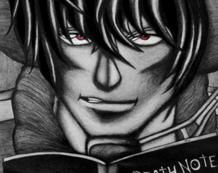 'Light Yagami' Death Note Detail from Lei K graphite pencil art - Death Note News
