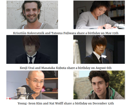 Six Death Note Kira actors share a birthday with another Kira actor