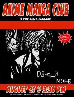 Peerskill Anime Manga Club Death Note poster August 25th 2015