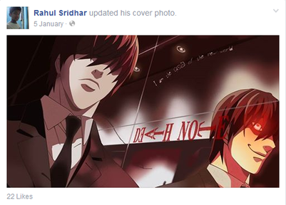 Rahul Sridhar Facebook Death Note banner