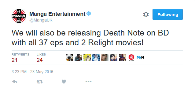 Manga Entertainment: Death Note blu-ray Britain